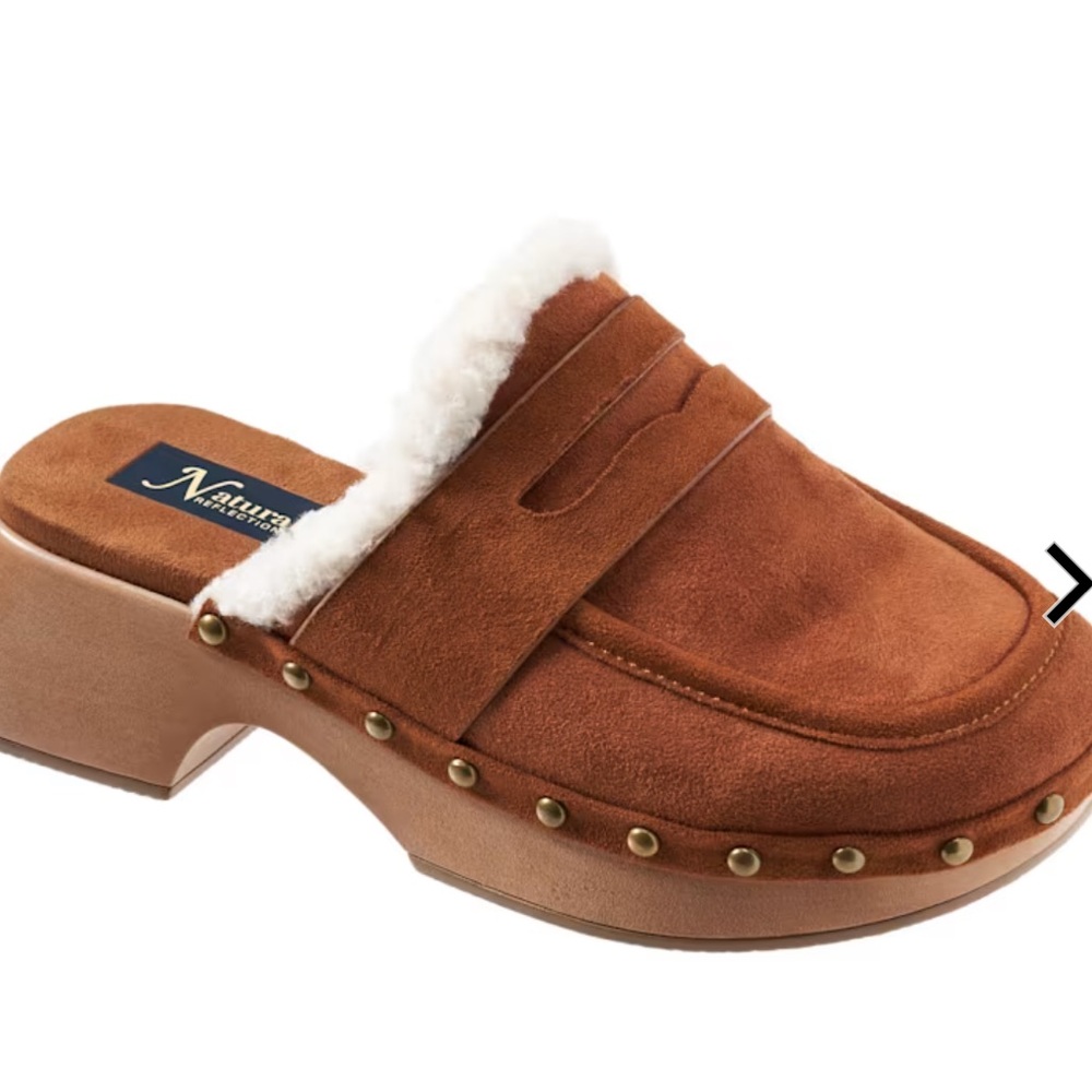 Natural Reflections Women's Brown Suede Mules with Shearling